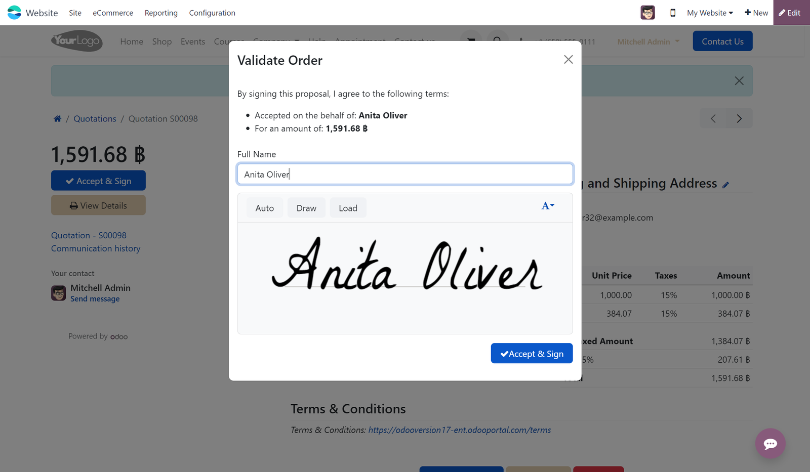 ลูกค้าเซ็นยืนยันใบเสนอราคา ผ่าน Email หรือ Web Site